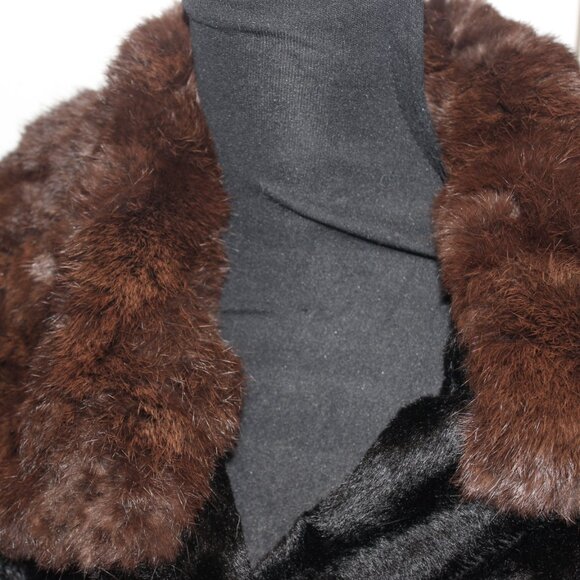 Vintage Penny Lane Geometric Velvet Belted Jacket Coat Real Mink Collar & Cuffs - Picture 3 of 13